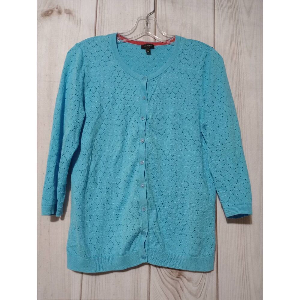 Talbots Sweater Ladies Medium Aquamarine Light Weight‎ Cardigan